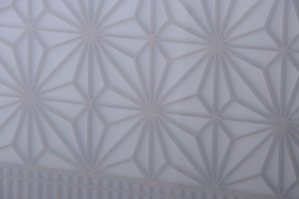 和製アンティーク　組子入り!古い木の上品なすりガラス帯戸