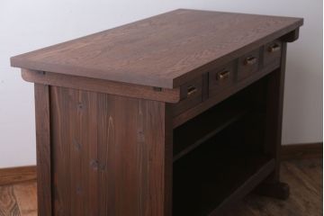 アンティーク家具　和製アンティーク　骨太で重厚な古い木製の作業台(カウンターテーブル)(3)