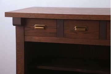 アンティーク家具　和製アンティーク　骨太で重厚な古い木製の作業台(カウンターテーブル)(3)