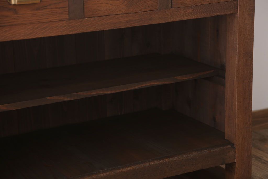 アンティーク家具　和製アンティーク　骨太で重厚な古い木製の作業台(カウンターテーブル)(3)