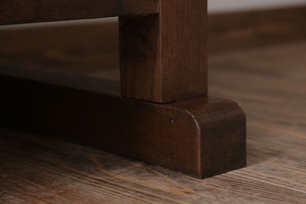 アンティーク家具　和製アンティーク　骨太で重厚な古い木製の作業台(カウンターテーブル)(3)