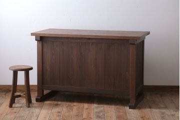 アンティーク家具　和製アンティーク　骨太で重厚な古い木製の作業台(カウンターテーブル)(3)