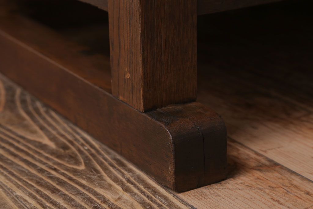 アンティーク家具　和製アンティーク　骨太で重厚な古い木製の作業台(カウンターテーブル)(3)