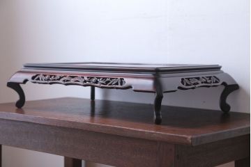 中古　民芸家具　松竹梅の透かし彫り!唐木の花台