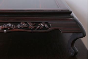 中古　民芸家具　松竹梅の透かし彫り!唐木の花台