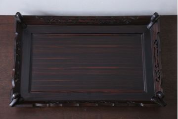 中古　民芸家具　松竹梅の透かし彫り!唐木の花台