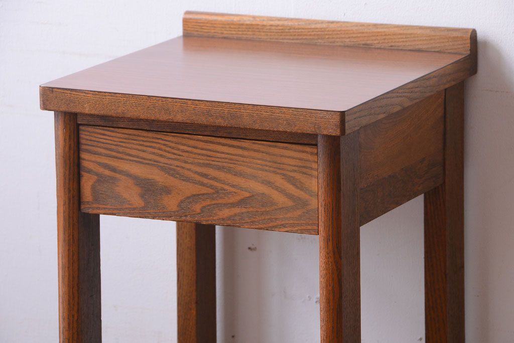 レトロ家具　昭和レトロ　引き出し付きのアンティークサイドテーブル(電話台・花台)