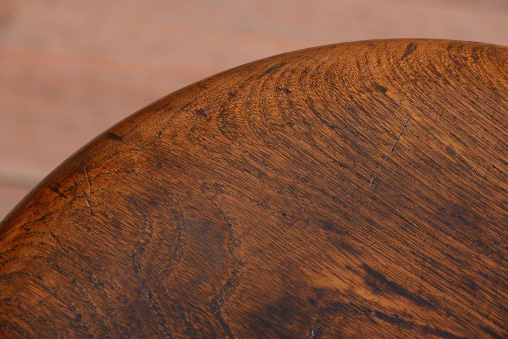 アンティーク家具　アンティーク　古い木のシンプルな丸スツール(3)