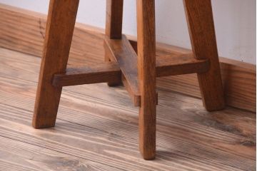 アンティーク家具　アンティーク　古い木のシンプルな丸スツール(3)