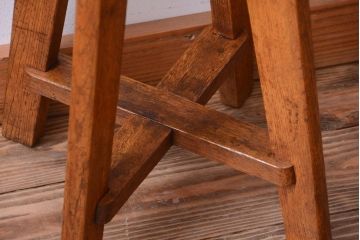 アンティーク家具　アンティーク　古い木のシンプルな丸スツール(3)