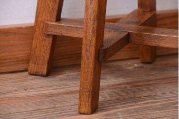アンティーク家具　アンティーク　古い木のシンプルな丸スツール(3)
