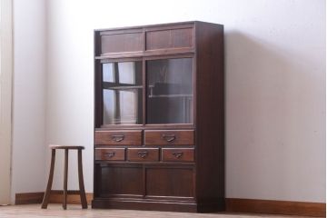 アンティーク家具　和製アンティーク　高級品!三方桑材の茶箪笥(茶棚・収納棚)