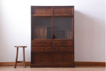 アンティーク家具　和製アンティーク　高級品!三方桑材の茶箪笥(茶棚・収納棚)