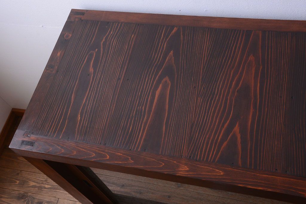 アンティーク家具　古民具・骨董　結霜ガラス引き戸のアンティーク水屋箪笥