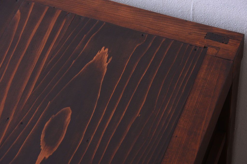 アンティーク家具　古民具・骨董　結霜ガラス引き戸のアンティーク水屋箪笥