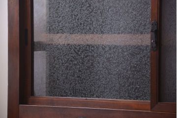 アンティーク家具　古民具・骨董　結霜ガラス引き戸のアンティーク水屋箪笥