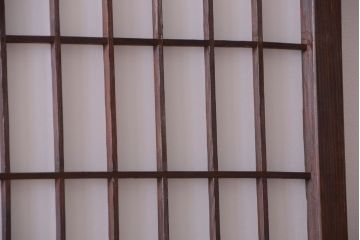 古民具・骨董　古い木のアンティーク縦額障子戸(1)(建具、引き戸)