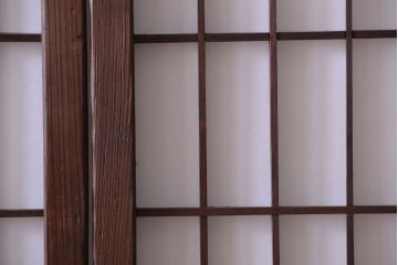 古民具・骨董　古い木のアンティーク縦額障子戸(1)(建具、引き戸)