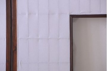 古民具・骨董　古い木のアンティーク縦額障子戸(1)(建具、引き戸)