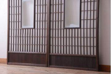 古民具・骨董　古い木のアンティーク縦額障子戸(3)