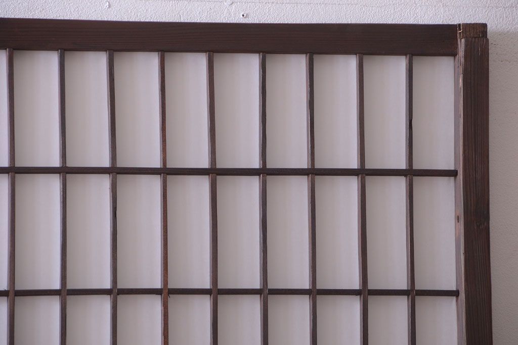 古民具・骨董　古い木のアンティーク縦額障子戸(3)