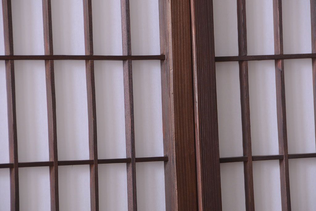 古民具・骨董　古い木のアンティーク縦額障子戸(3)