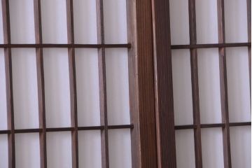 古民具・骨董　古い木のアンティーク縦額障子戸(3)