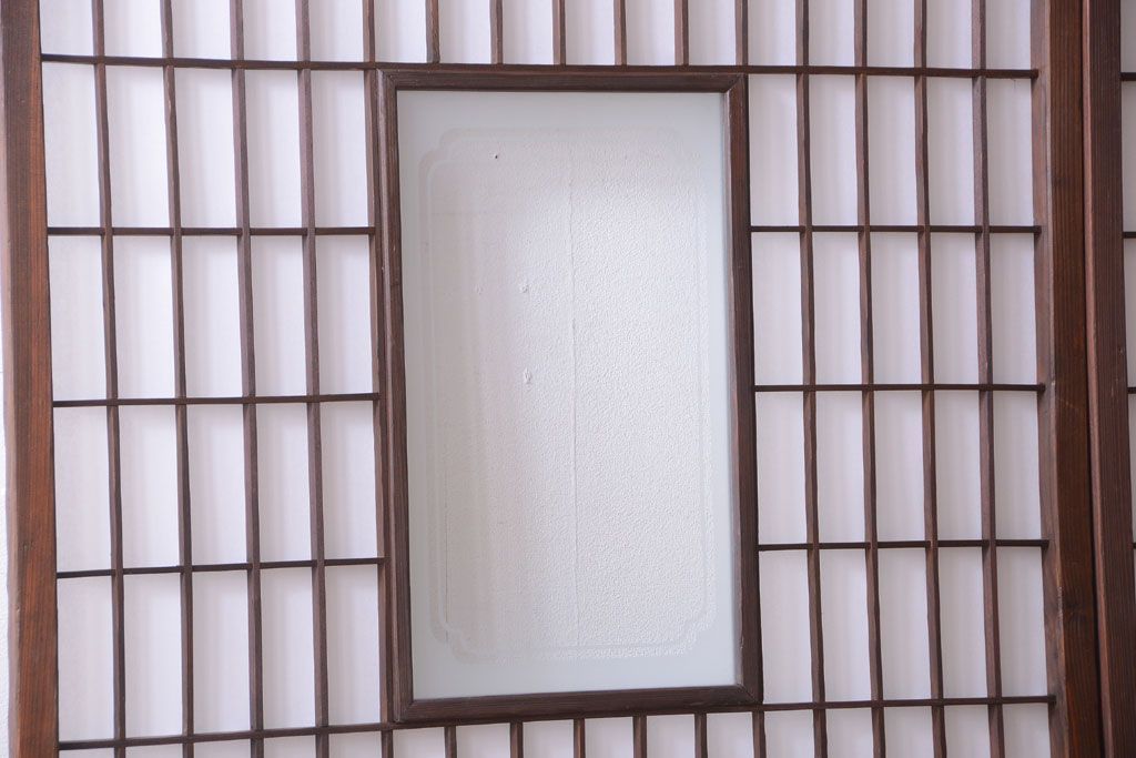 古民具・骨董　古い木のアンティーク縦額障子戸(3)