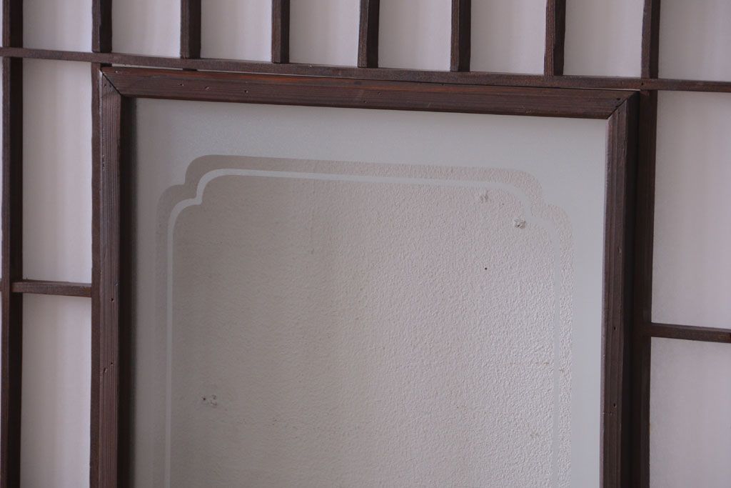 古民具・骨董　古い木のアンティーク縦額障子戸(3)