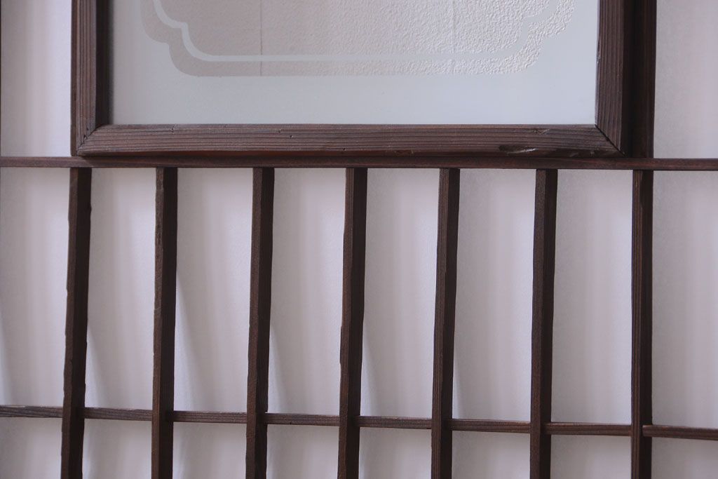 古民具・骨董　古い木のアンティーク縦額障子戸(3)