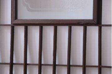 古民具・骨董　古い木のアンティーク縦額障子戸(3)