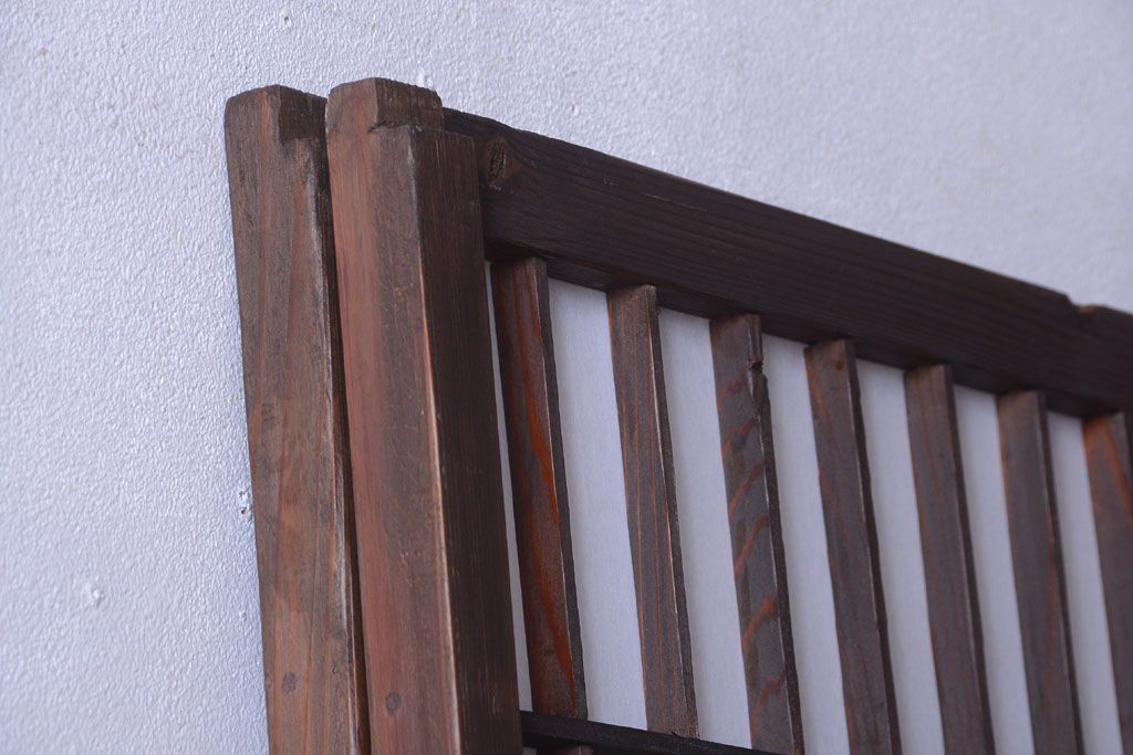 古民具・骨董　古い木のアンティーク縦額障子戸(3)