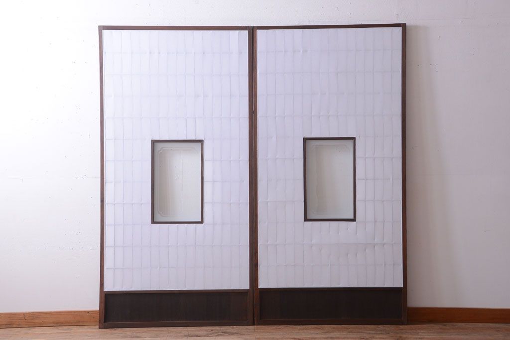 古民具・骨董　古い木のアンティーク縦額障子戸(3)