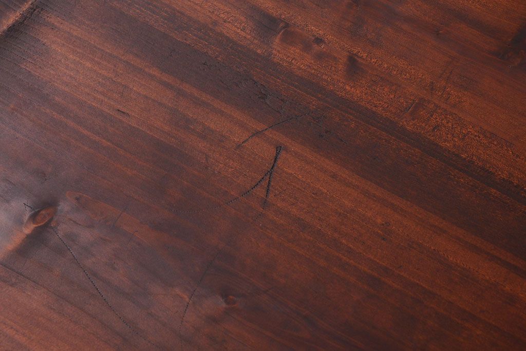 アンティーク家具　和製アンティーク　鉄脚付き!古い木の3杯引き出しローボード