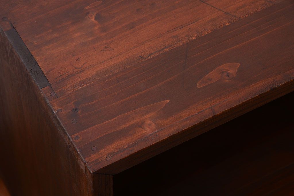 アンティーク家具　和製アンティーク　鉄脚付き!古い木の3杯引き出しローボード