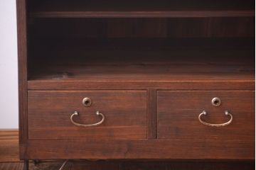 アンティーク家具　和製アンティーク　鉄脚付き!古い木の3杯引き出しローボード