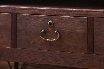 アンティーク家具　和製アンティーク　鉄脚付き!古い木の3杯引き出しローボード