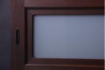 和製アンティーク　上質な古いすりガラス帯の引き戸2枚セット(ガラス帯戸)