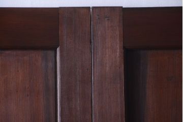 和製アンティーク　上質な古いすりガラス帯の引き戸2枚セット(ガラス帯戸)