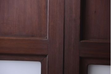 和製アンティーク　上質な古いすりガラス帯の引き戸2枚セット(ガラス帯戸)