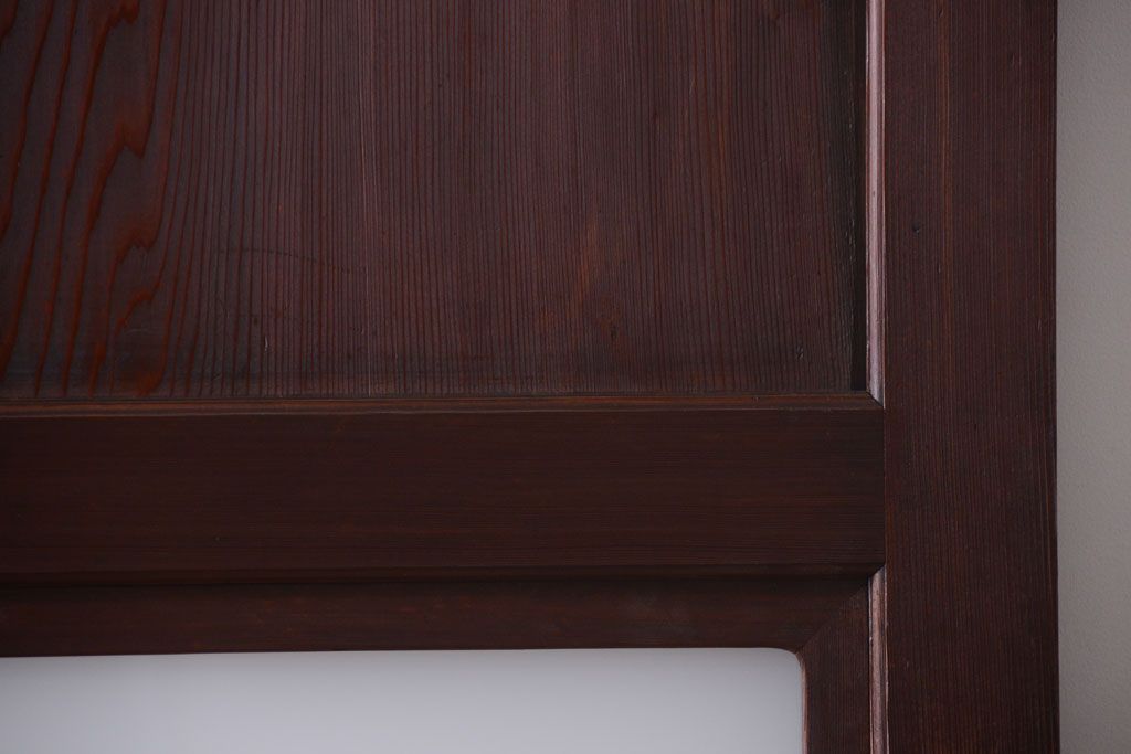 和製アンティーク　上質な古いすりガラス帯の引き戸2枚セット(ガラス帯戸)