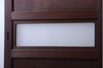 和製アンティーク　上質な古いすりガラス帯の引き戸2枚セット(ガラス帯戸)