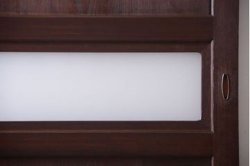 和製アンティーク　上質な古いすりガラス帯の引き戸2枚セット(ガラス帯戸)