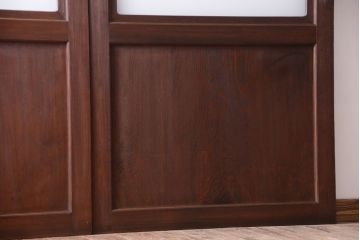 和製アンティーク　上質な古いすりガラス帯の引き戸2枚セット(ガラス帯戸)