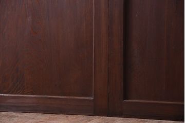 和製アンティーク　上質な古いすりガラス帯の引き戸2枚セット(ガラス帯戸)