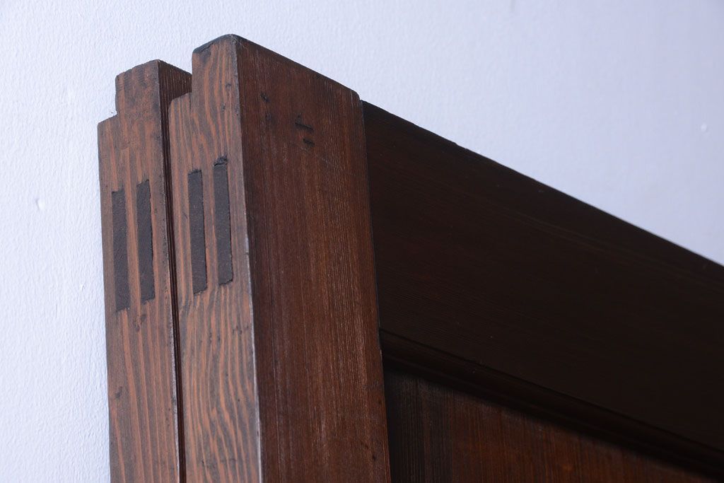 和製アンティーク　上質な古いすりガラス帯の引き戸2枚セット(ガラス帯戸)