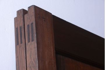 和製アンティーク　上質な古いすりガラス帯の引き戸2枚セット(ガラス帯戸)