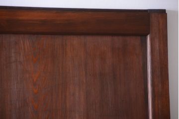 和製アンティーク　上質な古いすりガラス帯の引き戸2枚セット(ガラス帯戸)