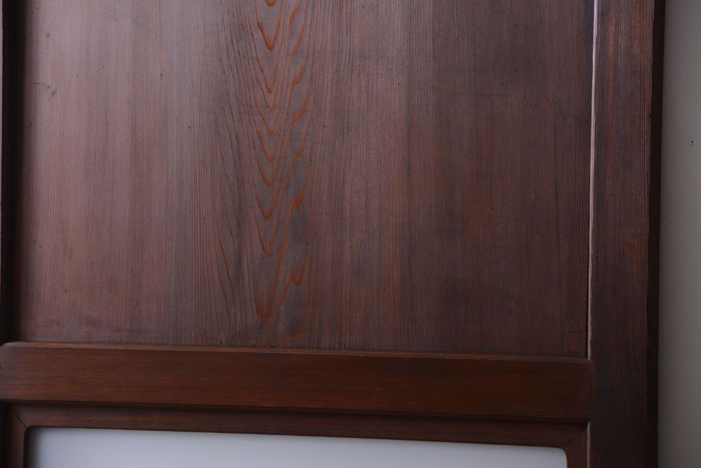 和製アンティーク　上質な古いすりガラス帯の引き戸2枚セット(ガラス帯戸)