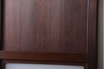 和製アンティーク　上質な古いすりガラス帯の引き戸2枚セット(ガラス帯戸)